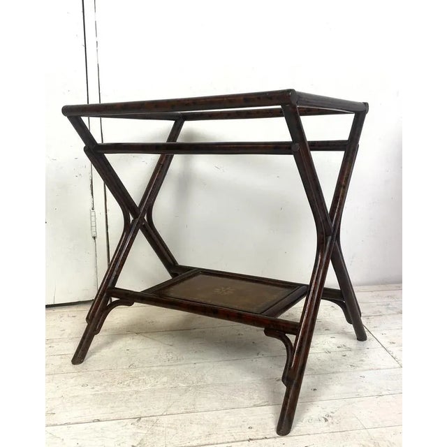 Antique Bamboo Leg Butler Table with Leather Print Tray For Sale - Image 18 of 18