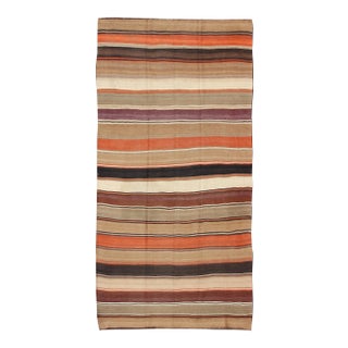 Multicolored Vintage Kilim Large Gallery Rug With Horizontal Stripes For Sale