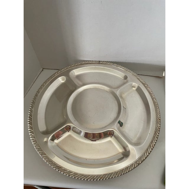 1940s Vintage Sheridan Silver on Copper Extra Large Lazy Susan Tray For Sale - Image 5 of 5