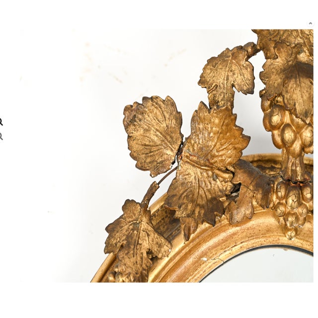 Antique Louis XVI Style Oval Gilt Wood Wall Mirror For Sale - Image 14 of 16