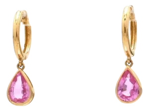 1.31 cts Natural pink sapphire earrings in 14k gold