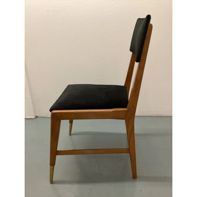 Black 1950s Mid-Century Modern Velvet Couple Dining Chairs by Gio Ponti , Italy 1960s - Set of 2 For Sale - Image 8 of 13