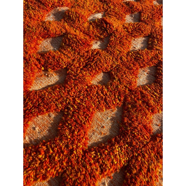 Mid-Century Modern Orange Moroccan Wool Rug For Sale - Image 3 of 12