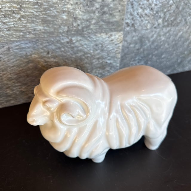 Ceramic Vintage Japanese Okimono Ram Figurine For Sale - Image 7 of 11