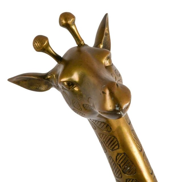 Mid-Century Modern Tall Brass Giraffe Sculpture With Engraved Patterned Surface For Sale In Greensboro - Image 6 of 10
