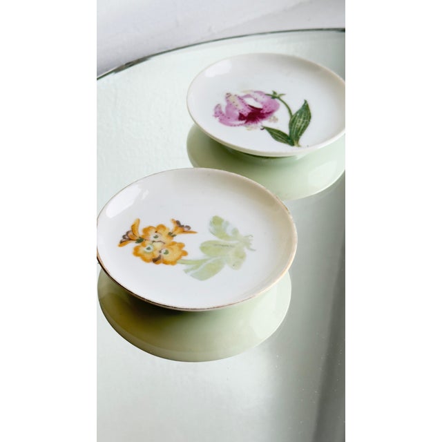 Japanese Intage Japanese & European Porcelain Tabletop Set – Floral Rococo Coasters, Tea Bag Holders & Ashtray” For Sale - Image 3 of 17