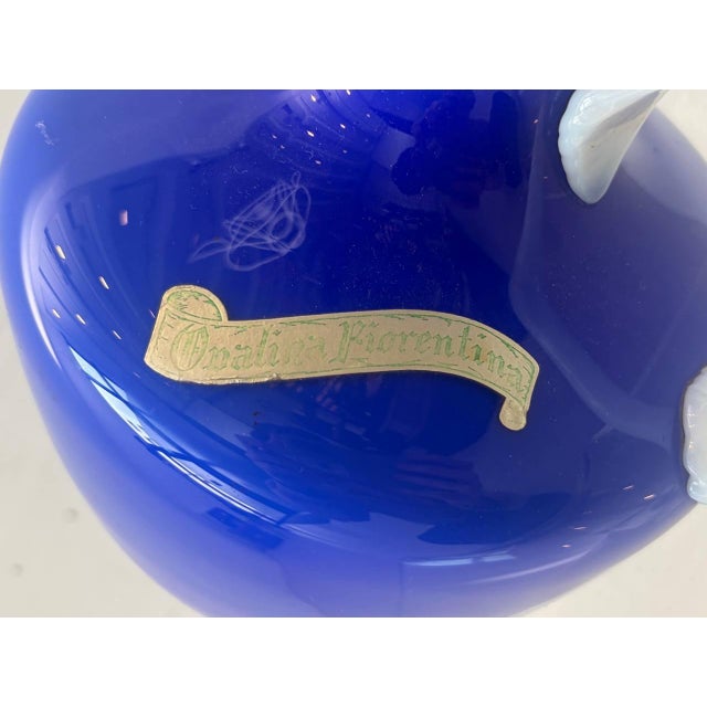 Glass Blue Opal Glass Handle Vase from Opalina Fiorentina, Italy, 1960s For Sale - Image 7 of 14