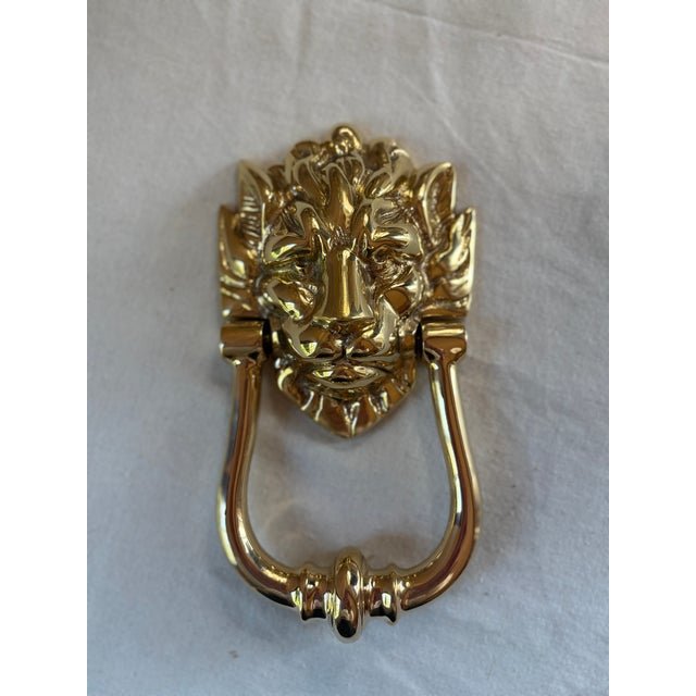 Traditional Large Solid Brass Lion Head Door Knocker — Georgian Style For Sale - Image 3 of 6
