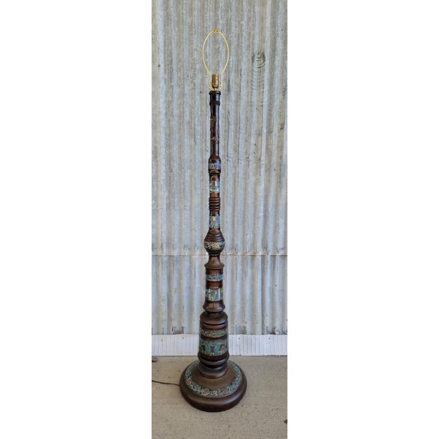Antique Egyptian Revival Bronze Cloisonne Floor Lamp For Sale - Image 13 of 13