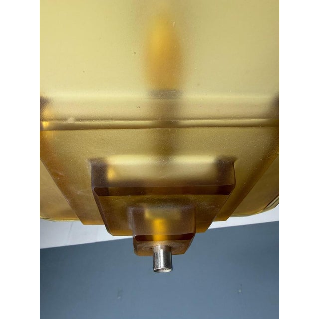 Art Deco Verrerie Dart Amber Molded Glass Pendant Light by Degue, France, 1930 For Sale - Image 12 of 18