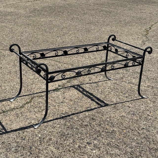 Art Nouveau Vintage Salterini Art Nouveau Wrought Iron Garden Patio Rectangular Coffee Table For Sale - Image 3 of 12
