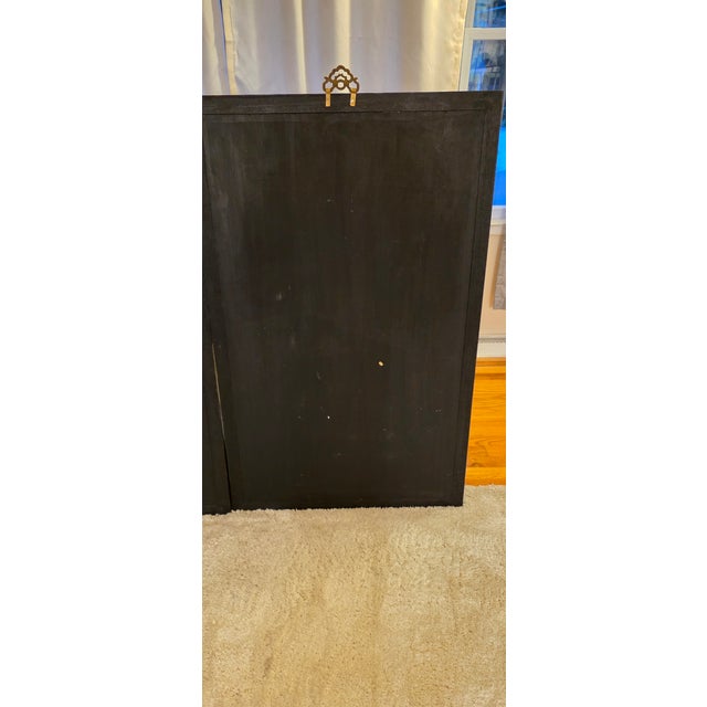 20th C. Emperor and Empress Plaque Large - Mid-Century Chinoiserie Black Lacquer & High-Relief Soapstone Wall Panels. For Sale - Image 15 of 18