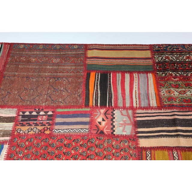 Vintage Handwoven Kilim Patchwork Rug & Kilim for Floor – 5' 3'' X 6' 11'' For Sale - Image 10 of 12