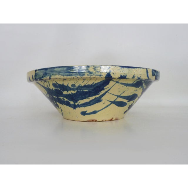 1970s Blue and Yellow Glazed Stoneware Pot from Provence, 1970s For Sale - Image 5 of 8