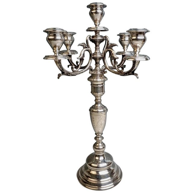 Silver Viennese Art Nouveau Silver 5-Light Candelabra by Josef Kurzweil, 1900s For Sale - Image 8 of 8