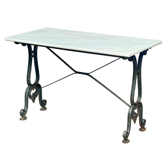 French French Rectangular Bistro Table With Marble Top and Cast Iron Base For Sale - Image 3 of 13