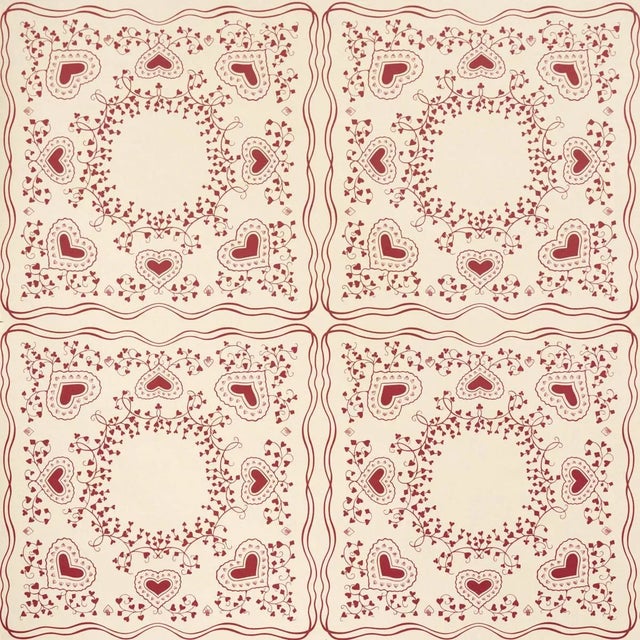 SAMPLE - Schumacher X Backdrop Garden Of Hearts Wallpaper In Red For Sale