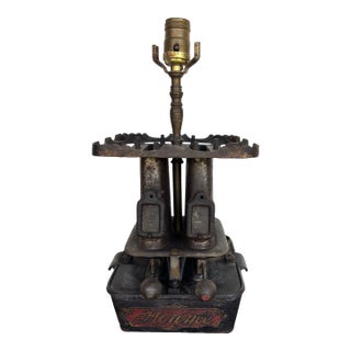 Late 19th Century Cast Iron Camp Stove Turned Into a Lamp For Sale