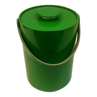 Vintage Kelly Green Regency Palm Beach Dorothy Draper-Style Vinyl Ice Bucket For Sale