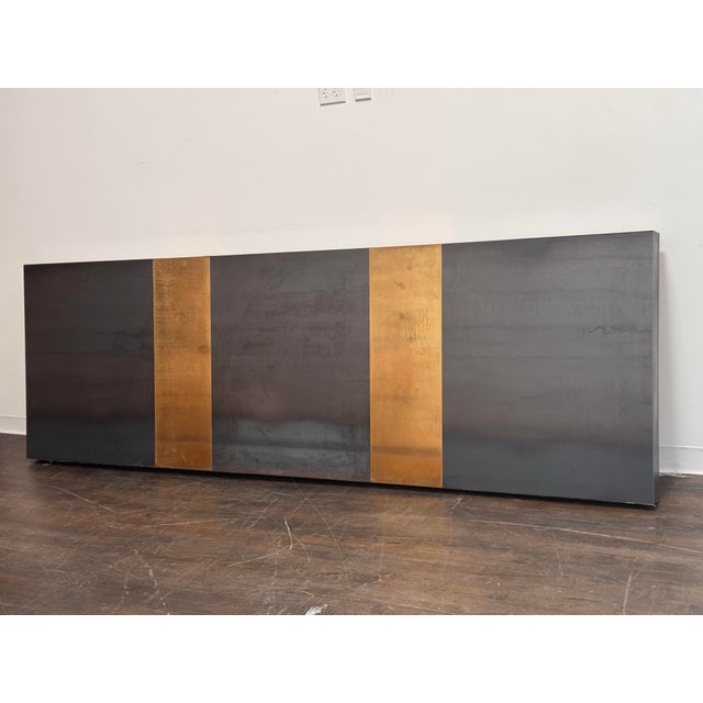 Design Plus Gallery presents a Custom Long Wall-Mounted Zinc & Brass Headboard by Ken Fulk. The headboard can fit the...