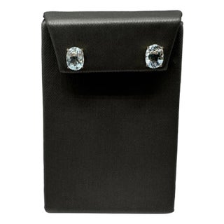 Aquamarine Stud Earrings in 14kt Yellow Gold – 3.21ctw, Oval Cut, New, A Pair For Sale