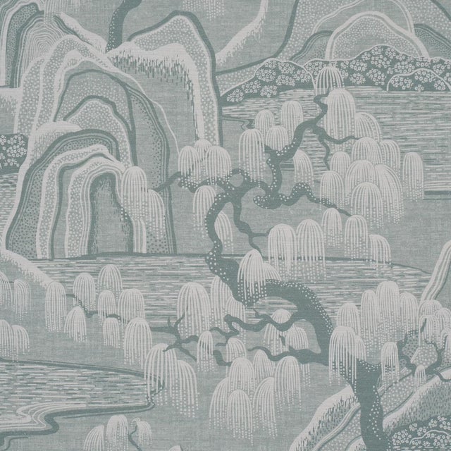 English Sample - Boråstapeter Indigo Garden Fabric In Mineral For Sale - Image 3 of 5