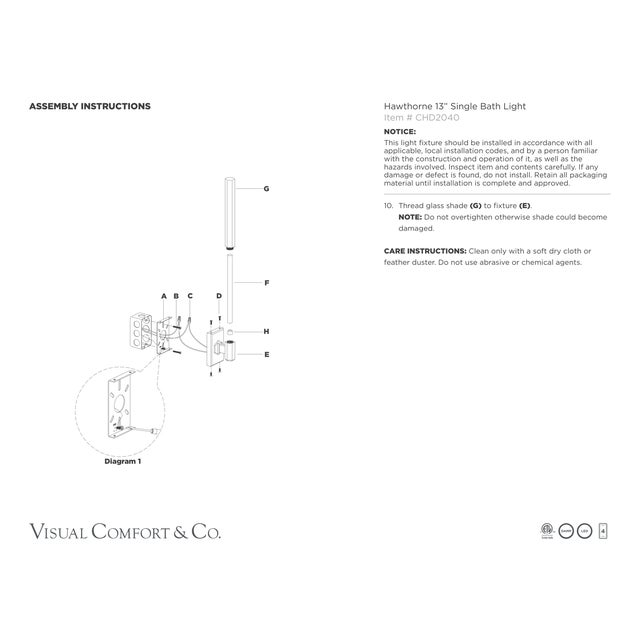 Metal Chapman & Myers for Visual Comfort Signature Hawthorne 13" Single Bath Light in Polished Nickel with White Glass For Sale - Image 7 of 7