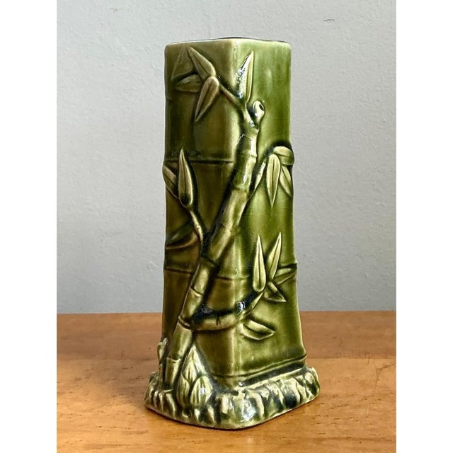 Late 20th Century Vintage Bamboo Motif Ceramic Vase For Sale - Image 5 of 12