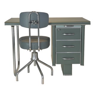 Steeltube Desk with Desk Chair from Nori, France, 1958, Set of 2 For Sale