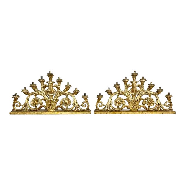 Pair of 19th Century Italian Giltwood Candleholders | Chairish