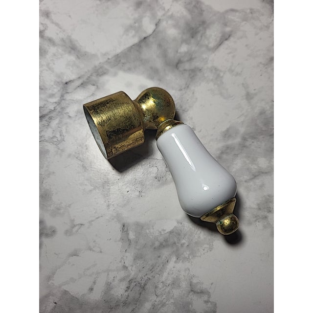 Vintage Porcelain Brass Bathroom Handle For Sale - Image 4 of 9
