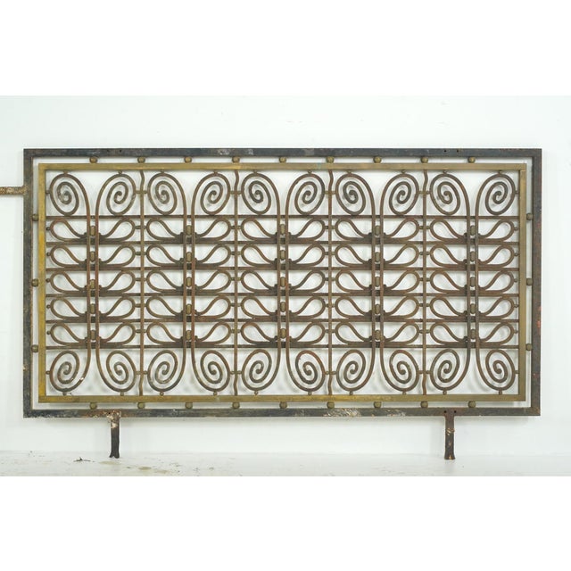 Hollywood Regency Mid 20th Century Pair of European Hollywood Regency Wrought Iron & Brass Grills For Sale - Image 3 of 10