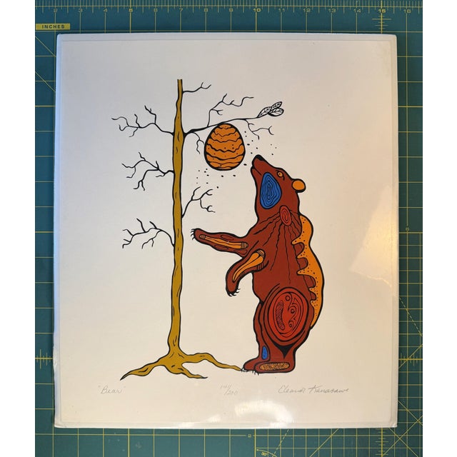 "Bear" - 1970s Eleanor Kanasawe Signed Art Print For Sale - Image 4 of 4