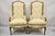 Vintage French Country Provincial High Back Walnut Arm Chairs (A) - a Pair. Item features sleek narrow frames, tall...