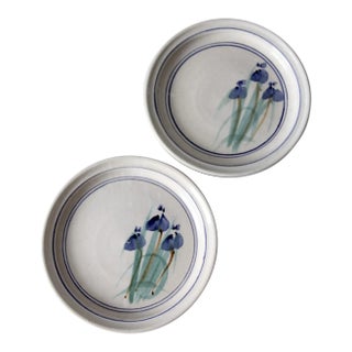 Vintage Studio Pottery Plates Pair For Sale