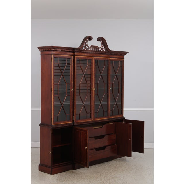 Councill Furniture Councill Craftsmen Flame Mahogany 4 Door Breakfront Bookcase For Sale - Image 4 of 16