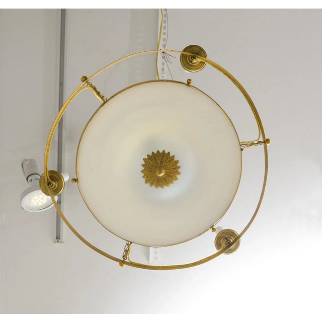 Antique Swedish Brass Fixture With Opaline Glass in the Neoclassic Manner For Sale - Image 10 of 10
