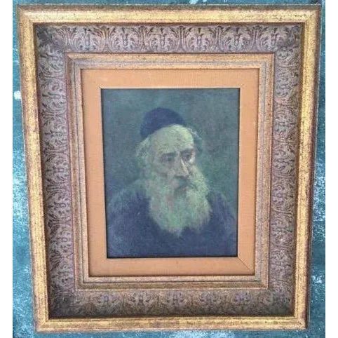 Vintage Oil Portrait of a Rabbi C.1920s For Sale - Image 4 of 6