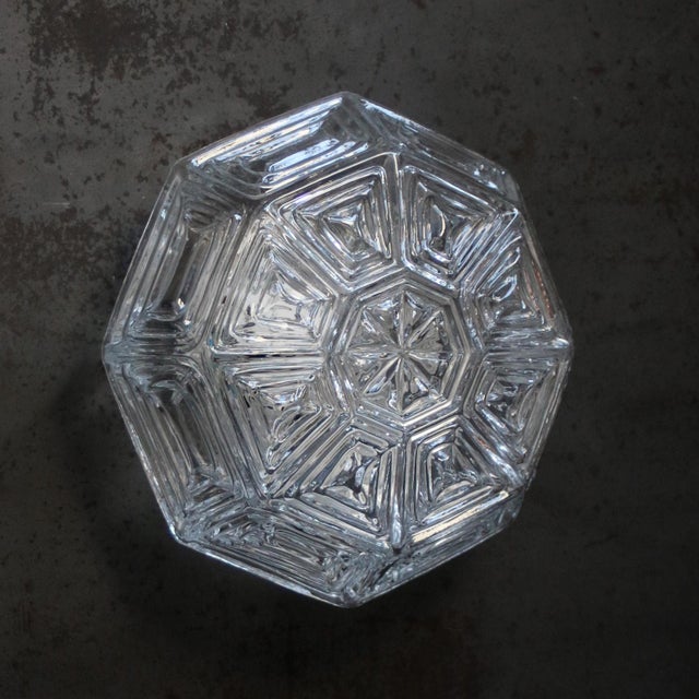 Mid-Century Modern Mid-Century Octogon Clear Glass Sconces Flush Mounts For Sale - Image 3 of 7