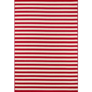 Momeni Baja Red Stripe Indoor/Outdoor Rug - 7'10" X 10'10" For Sale