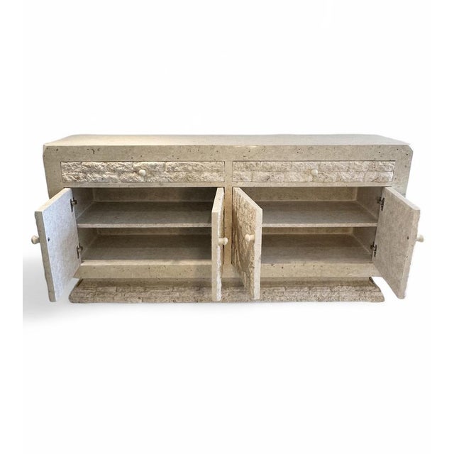 Postmodern Travertine Tessellated Stone Sideboard by Renoir, 1980 For Sale - Image 3 of 15