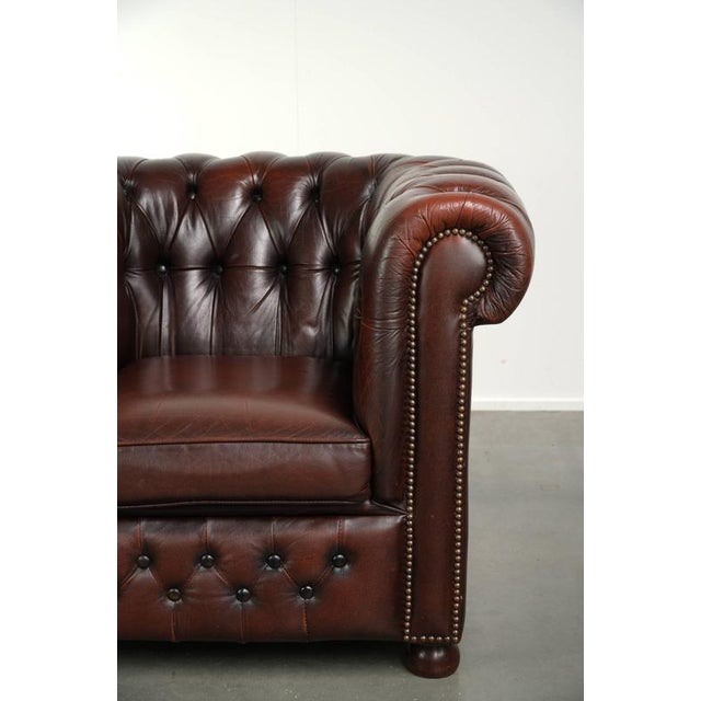 English Cowhide Chesterfield Club Lounge Chair For Sale - Image 9 of 13