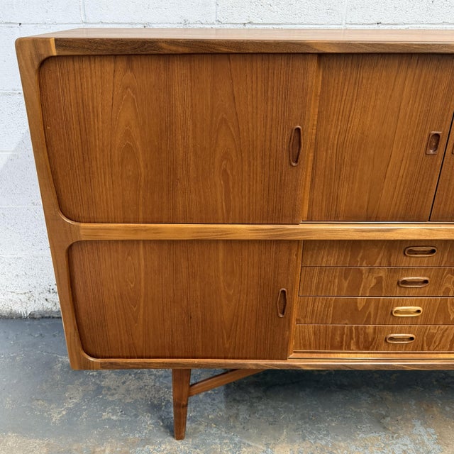 Danish Modern Teak Double Highboard Credenza Built in Bar Cabinet, Circa 1960s For Sale - Image 4 of 10