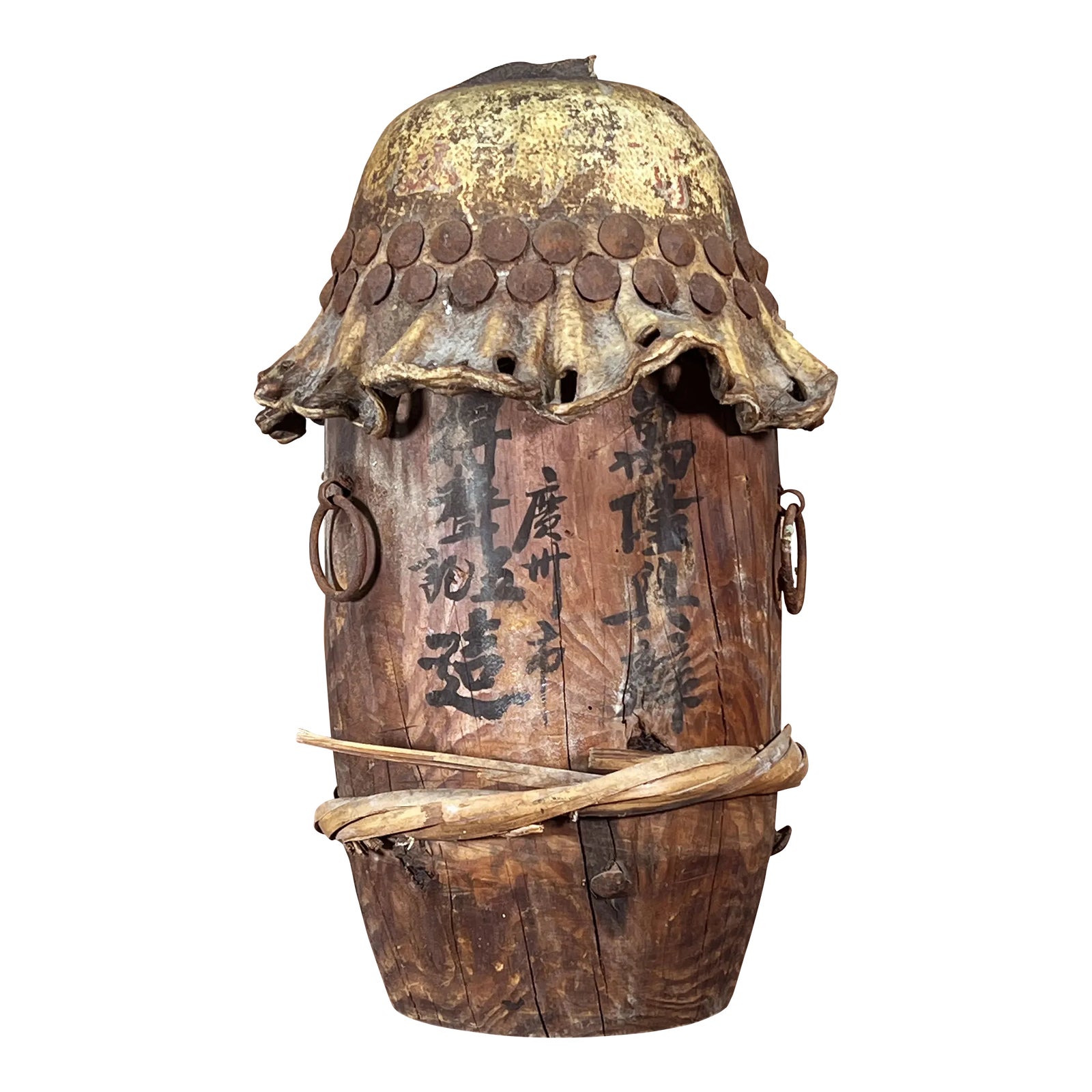 Antique 19th C. Chinese Cantonese Percussion Opera Drum