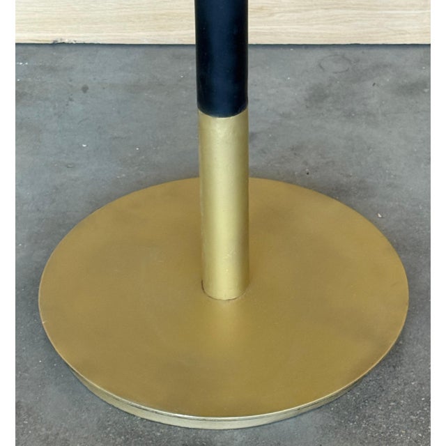 1970s Hollywood Regency Round Cantilever Brass Dinning Table with Black Glass For Sale - Image 14 of 18