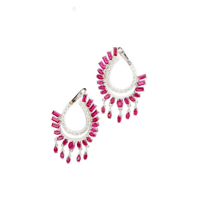 Natural diamond 0.82ctsv & ruby 5.08cts earring in 18k gold For Sale - Image 11 of 18