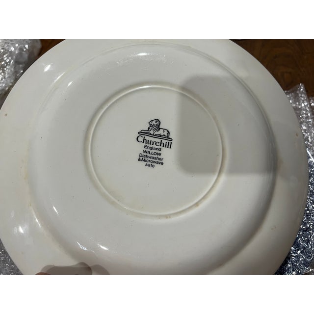 Churchill England Blue Willow Pattern 10”Dinner Plate (Set of 6) For Sale - Image 9 of 12