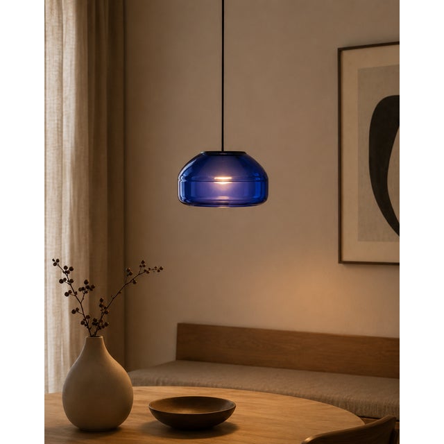 Contemporary Ultramarine Blown Glass Pendant Light by Artem Zakharchenko-Halytskyi For Sale - Image 3 of 6