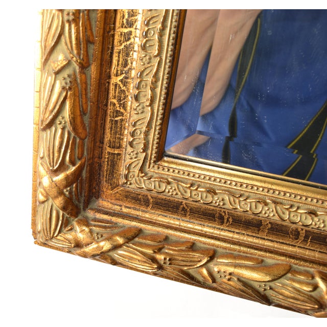 Early 20th Century Gilded Trumeau Beveled Mirror With Floral Oil Painting For Sale - Image 12 of 15