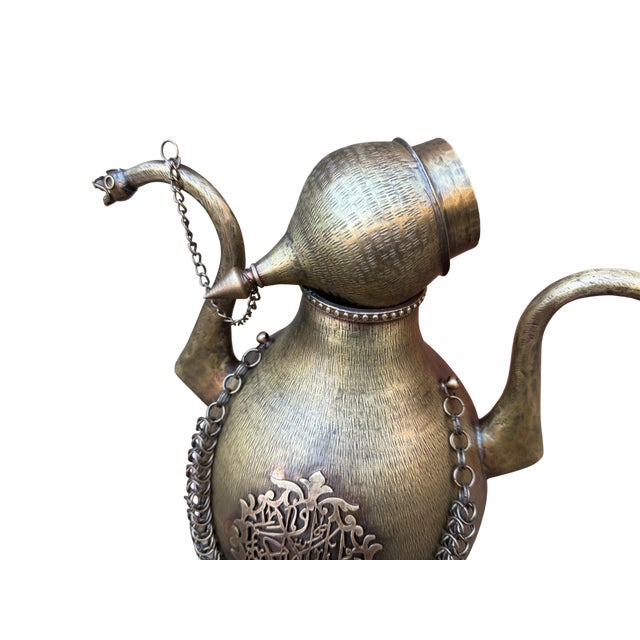 Dual Dragon Handle Brass Ewer For Sale - Image 11 of 13
